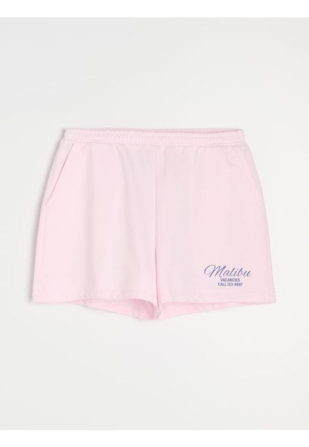 Sinsay - Bawełniane szorty dresowe - różowy. Kolor: różowy. Materiał: bawełna, dresówka
