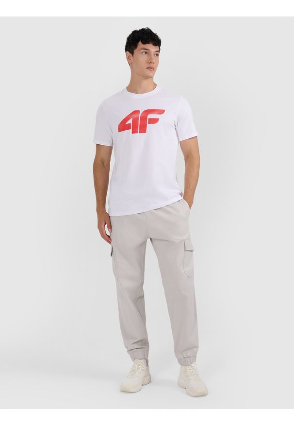 4f - 4F T-shirt regular z nadrukiem męski - biały M. Okazja: na co dzień. Kolor: biały. Wzór: nadruk. Styl: casual