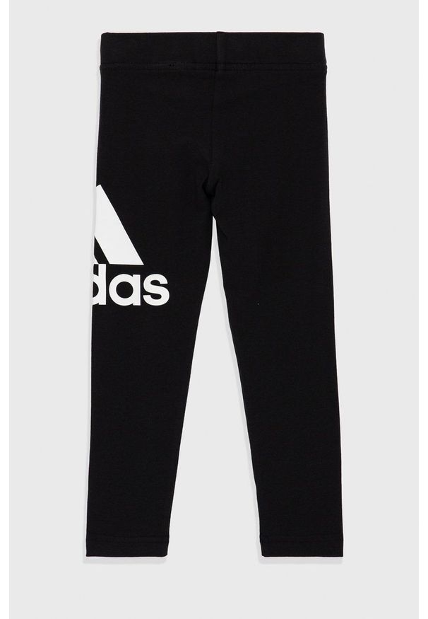 Adidas - adidas Legginsy dziecięce kolor czarny z nadrukiem. Kolor: czarny. Materiał: dzianina. Wzór: nadruk