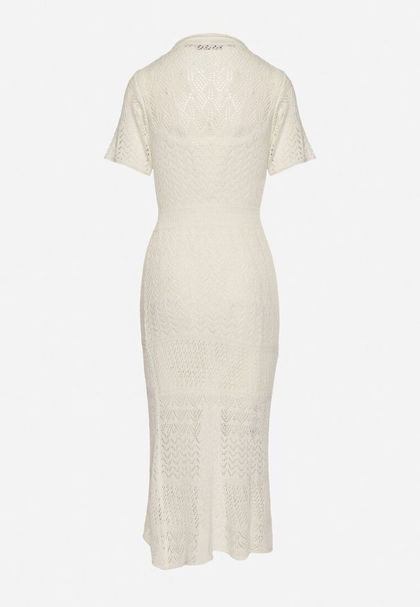 Born2be - Jasnobeżowa Ażurowa Sukienka z Wiskozą Zoriena. Okazja: na co dzień. Kolor: beżowy. Materiał: wiskoza. Długość rękawa: na ramiączkach. Wzór: ażurowy. Typ sukienki: proste. Styl: boho, casual, elegancki