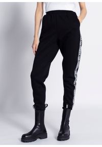 Spodnie dresowe damskie czarne Karl Lagerfeld Double Jersey. Kolor: czarny. Materiał: jersey, dresówka