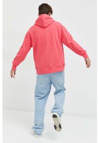 Tommy Jeans bluza bawełniana męska kolor różowy z kapturem z aplikacją. Typ kołnierza: kaptur. Kolor: różowy. Materiał: bawełna. Wzór: aplikacja #2
