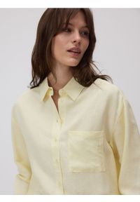 Reserved - Koszula z lnem - jasnożółty. Kolor: żółty. Materiał: len