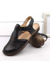 Skórzane komfortowe sandały damskie pełne czarne Helios 128.011. Kolor: czarny. Materiał: skóra #6