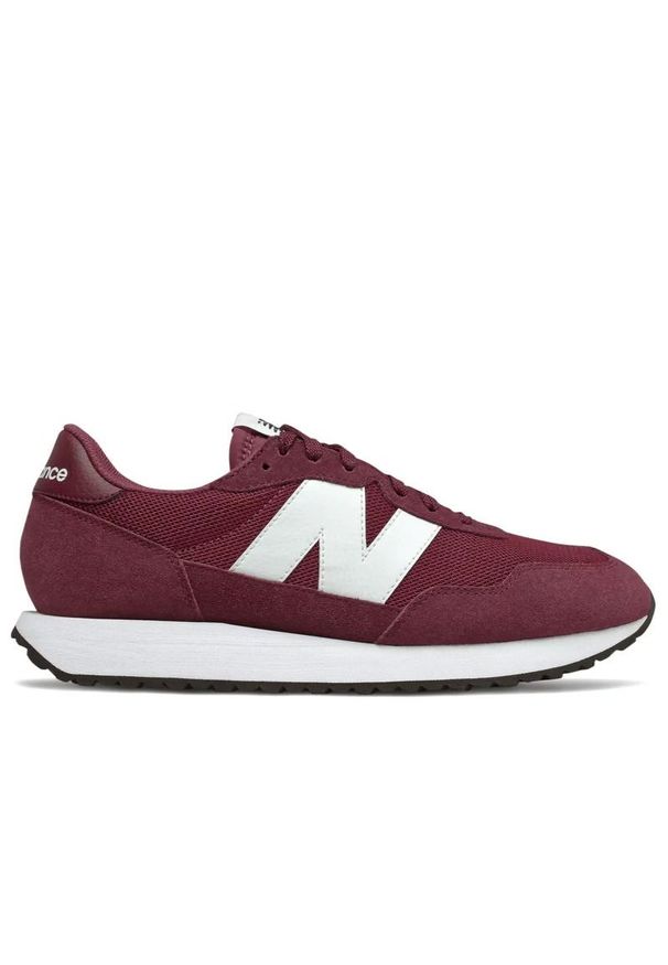 Buty New Balance MS237CF - bordowe. Okazja: na co dzień. Zapięcie: sznurówki. Kolor: czerwony. Materiał: zamsz, guma. Szerokość cholewki: normalna