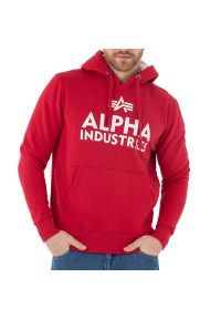 Bluza Alpha Industries Foam Print Hoodie 143302328 - czerwona. Typ kołnierza: kaptur. Kolor: czerwony. Materiał: bawełna, poliester. Wzór: nadruk. Styl: klasyczny, sportowy #1