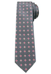 Szary Elegancki Krawat -Angelo di Monti- 6 cm, Męski, w Kolorowe Figury Geometryczne. Kolor: wielokolorowy. Wzór: kolorowy, geometria. Styl: elegancki