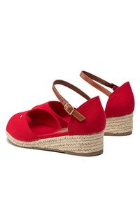 TOMMY HILFIGER - Tommy Hilfiger Espadryle Rope Wedge Sandal T3A7-32185-0048 S Czerwony. Kolor: czerwony. Materiał: materiał #2