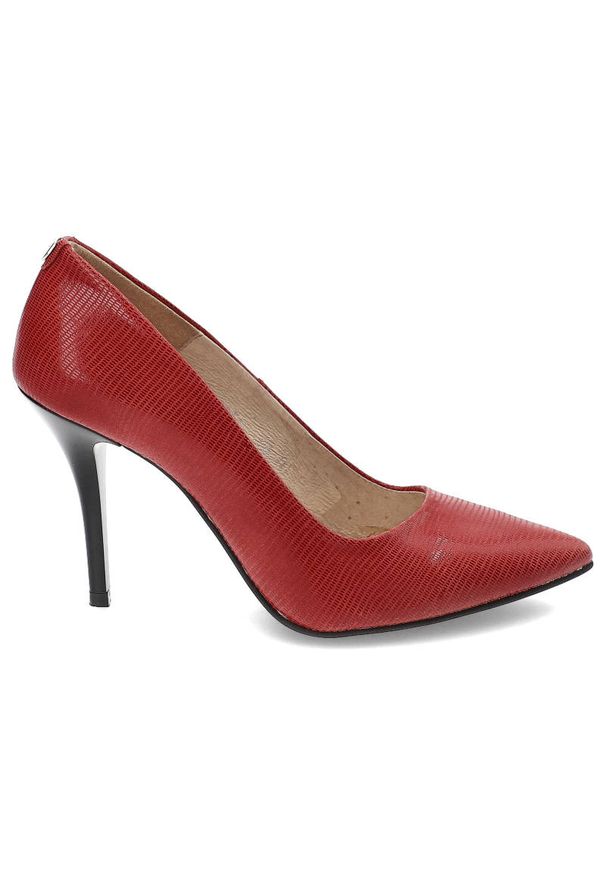 Czerwone Szpilki Baldaccini Eleganckie Skórzane Buty. Zapięcie: bez zapięcia. Kolor: czerwony. Materiał: skóra. Szerokość cholewki: normalna. Wzór: aplikacja. Obcas: na szpilce. Styl: elegancki