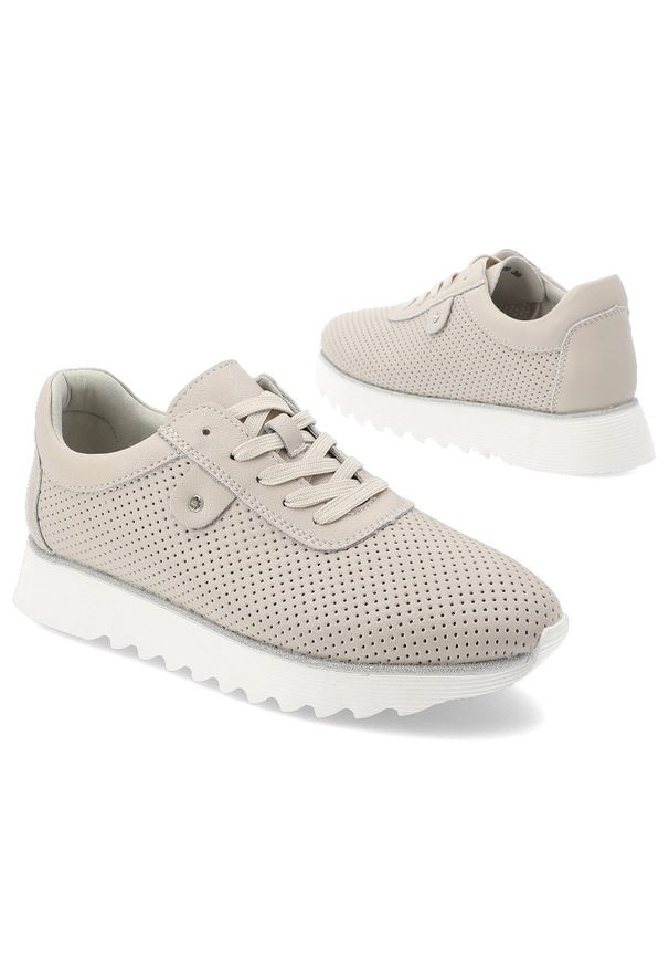 Beżowe Sneakersy S.Barski Płaskie Obuwie Damskie. Zapięcie: sznurówki. Kolor: beżowy. Materiał: skóra. Szerokość cholewki: normalna. Styl: elegancki, klasyczny, sportowy