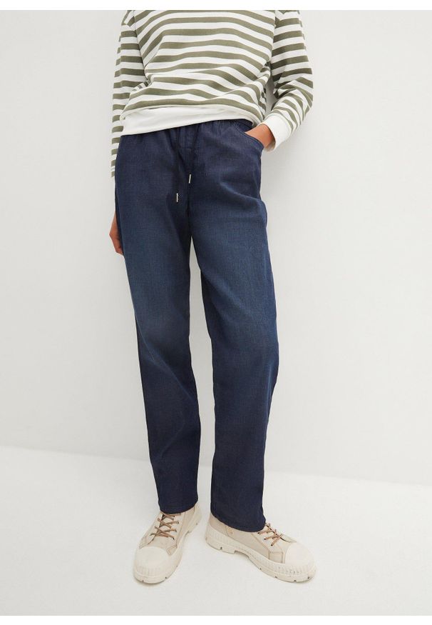 bonprix - Jeansy straight z gumką w talii, high waist (2 pary). Stan: podwyższony. Kolor: niebieski