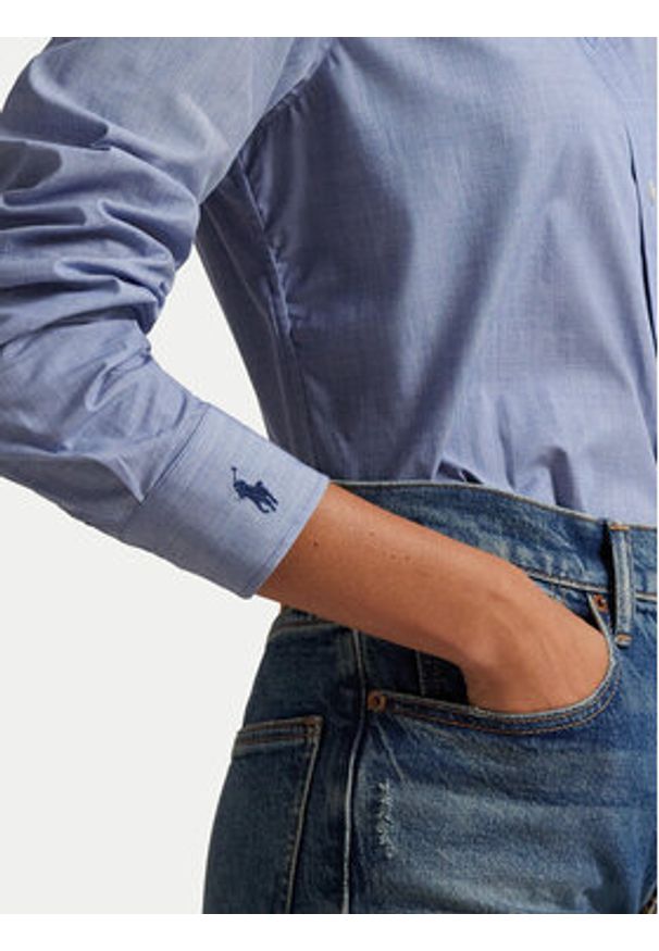 Polo Ralph Lauren Koszula 211941509004 Błękitny Slim Fit. Typ kołnierza: polo. Kolor: niebieski. Materiał: bawełna