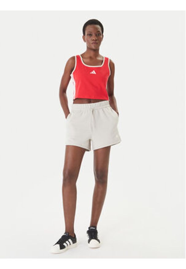 Adidas - adidas Szorty sportowe Essentials Small Logo Feel Cozy JC5931 Beżowy Regular Fit. Kolor: beżowy. Materiał: bawełna