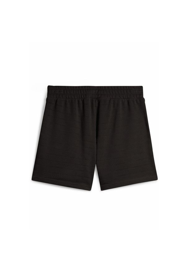 Puma - Damskie strukturalne szorty ESS ELEVATED 5" z wysokim stanem PUMA Black. Stan: podwyższony. Kolor: czarny