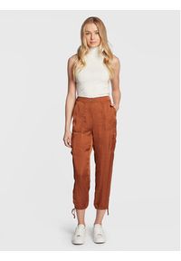 DKNY Spodnie materiałowe P2EKSA2W Brązowy Regular Fit. Kolor: brązowy. Materiał: syntetyk