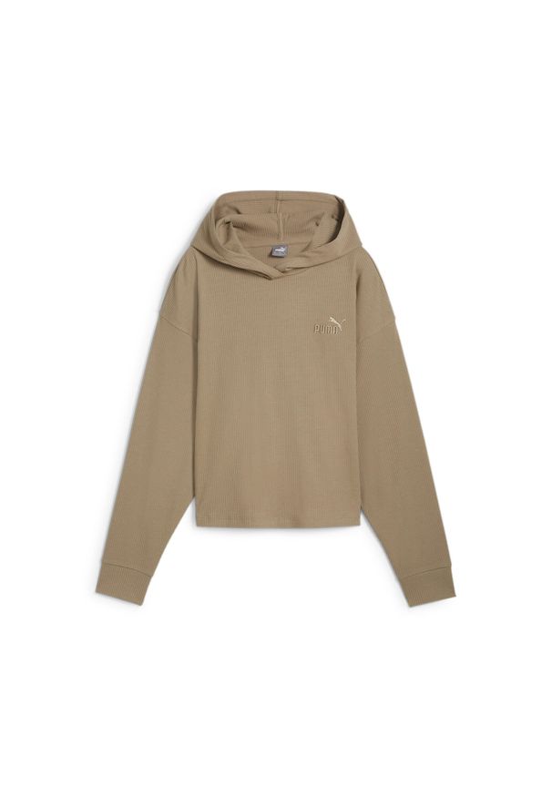 Puma - Damska bluza z kapturem ESS ELEVATED PUMA Oak Branch Beige. Typ kołnierza: kaptur. Kolor: wielokolorowy, czarny, beżowy. Sport: fitness