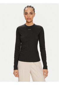Calvin Klein Bluzka Nano Logo K20K207572 Czarny Regular Fit. Kolor: czarny. Materiał: bawełna #1