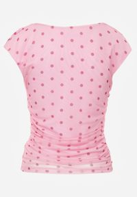 Born2be - Różowa Bluzka bez Rękawów w Kropki z Siateczki Thespis. Okazja: do pracy, na co dzień. Kolor: różowy. Materiał: materiał, jeans. Długość rękawa: bez rękawów. Długość: długie. Wzór: kropki. Styl: casual #8