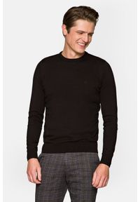 Lancerto - Sweter Czarny Bawełniany Keegan. Kolor: czarny. Materiał: bawełna