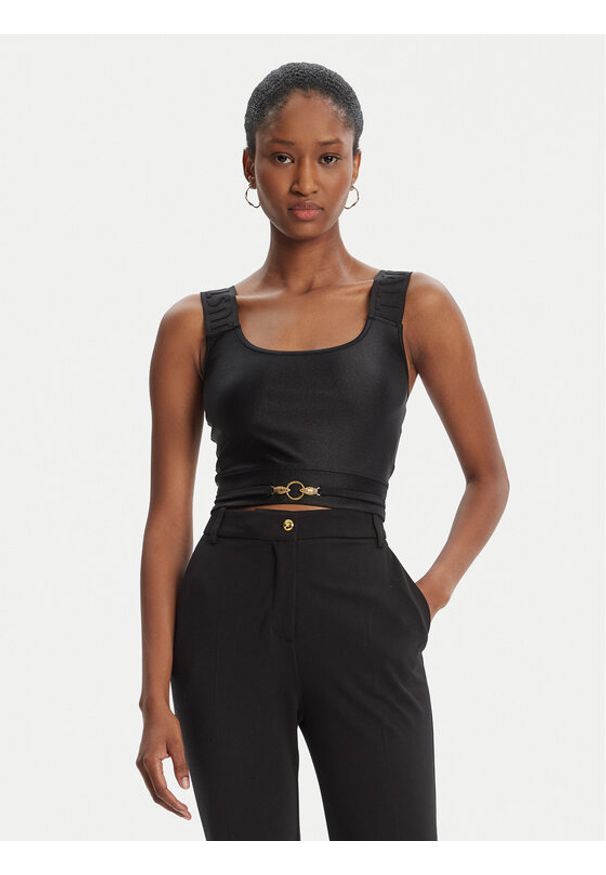 Just Cavalli Top Crop Element 79PAM2A6 Czarny Slim Fit. Kolor: czarny. Materiał: syntetyk