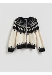 Reserved - Wzorzysty kardigan - wielobarwny. Materiał: dzianina, wełna #1