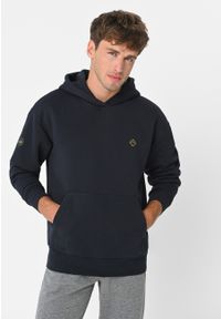 Volcano - Bluza kangurka B-CARO. Okazja: na co dzień. Typ kołnierza: kaptur. Kolor: niebieski. Materiał: poliester, bawełna, materiał. Wzór: gładki, aplikacja. Styl: casual #1