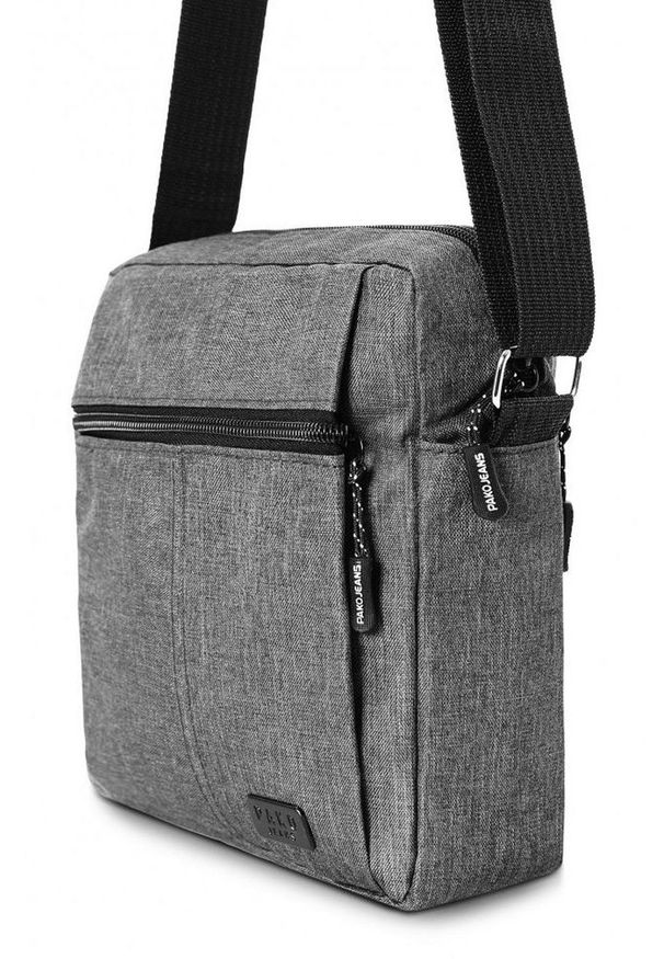 Męska Torebka Na Ramię - (Listonoszka) - Pako Jeans - Szara. Kolor: szary. Materiał: poliester