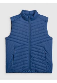 4f - 4F Bezrękawnik z wypełnieniem syntetycznym męski - granatowy M. Kolor: niebieski. Materiał: syntetyk. Długość rękawa: bez rękawów. Wzór: jodełka #1