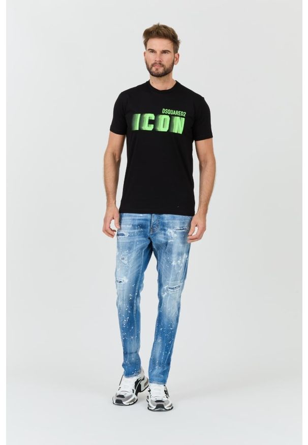 DSQUARED2 Czarny męski t-shirt Icon Blur Cool Fit Tee, Rozmiar XXL. Kolor: czarny