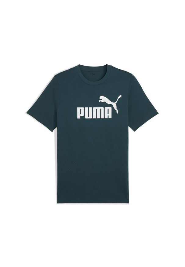 Puma - Męska koszulka ESS z logo No. 1 PUMA Green Terrain. Kolor: zielony. Materiał: guma. Wzór: nadruk. Sport: bieganie, fitness