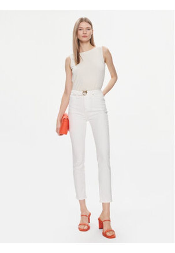 Pinko Jeansy 100161 A1JM Écru Skinny Fit. Materiał: bawełna, wiskoza