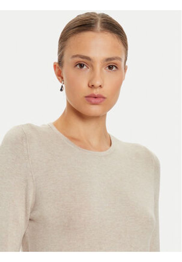 only - ONLY Sweter Venice 15333989 Beżowy Regular Fit. Kolor: beżowy. Materiał: wiskoza