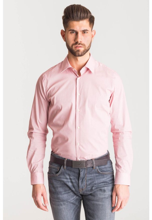 Joop! Collection - Różowa koszula Joop Pierce w delikatny wzór. Okazja: na spotkanie biznesowe, na co dzień. Kolor: różowy. Sezon: lato. Styl: casual, biznesowy