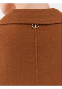TwinSet - TWINSET Płaszcz wełniany 232TP2013 Brązowy Regular Fit. Kolor: brązowy. Materiał: wełna, syntetyk #3