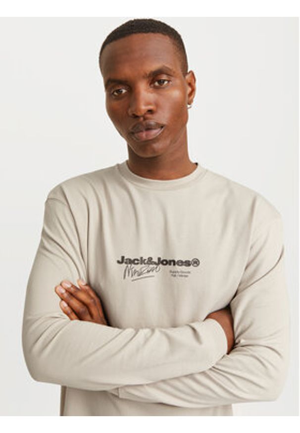 Jack & Jones Longsleeve Charlie 12265426 Beżowy Regular Fit. Kolor: beżowy. Materiał: syntetyk, bawełna. Długość rękawa: długi rękaw