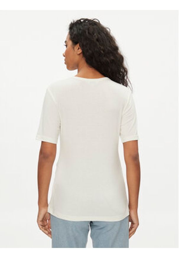 Lee T-Shirt Elbow 112350601 Écru Slim Fit. Materiał: syntetyk