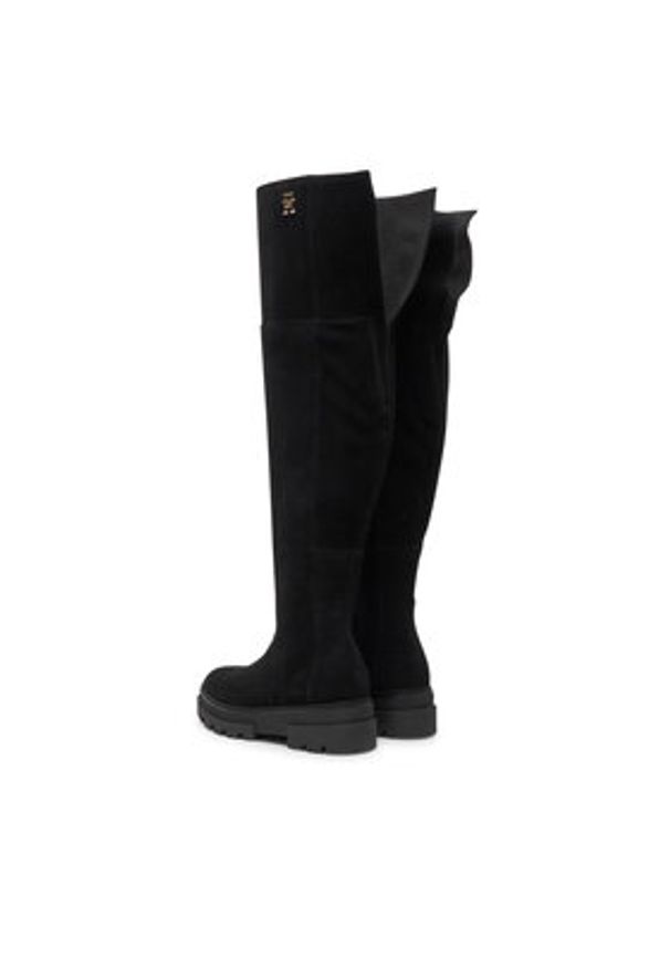 TOMMY HILFIGER - Tommy Hilfiger Muszkieterki Suede Over-The-Knee Boot FW0FW08159 Czarny. Kolor: czarny. Materiał: zamsz, skóra