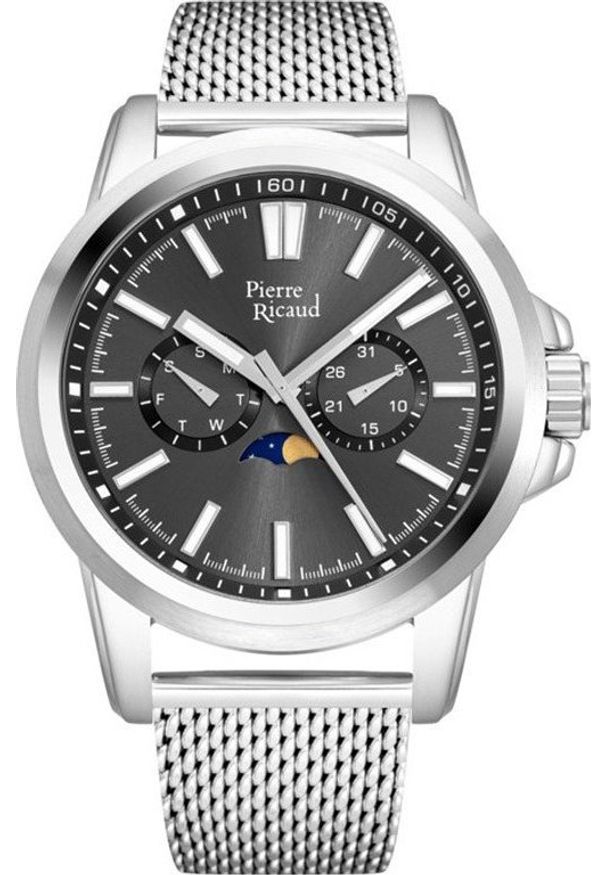 Zegarek Pierre Ricaud Zegarek męski Pierre Ricaud P60034.5117QF srebrny. Kolor: srebrny