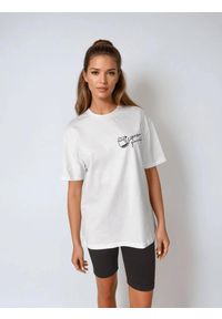 BESHAPED - Biały T-shirt Damski Espresso Yourself BeShaped. Kolor: brązowy. Materiał: bawełna #2