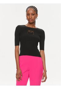 Pinko Sweter Tritone 102017 A1KW Czarny Slim Fit. Kolor: czarny. Materiał: bawełna