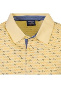 Koszulka Polo - Męska - Pako Jeans - Żółta w Drobny Wzór. Okazja: na co dzień. Typ kołnierza: polo. Kolor: żółty, wielokolorowy, złoty. Materiał: bawełna. Styl: casual