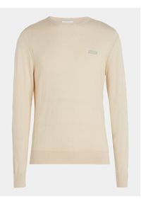 Calvin Klein Sweter K10K112534 Beżowy Slim Fit. Kolor: beżowy. Materiał: bawełna #3