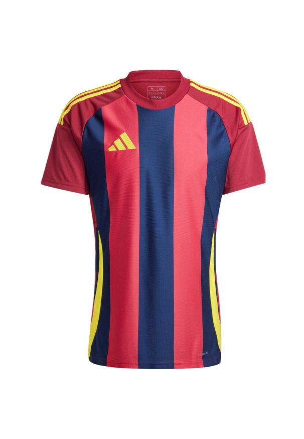 Adidas - Koszulka męska adidas Striped 24 Jersey. Kolor: czerwony, wielokolorowy, niebieski. Materiał: jersey. Sport: piłka nożna