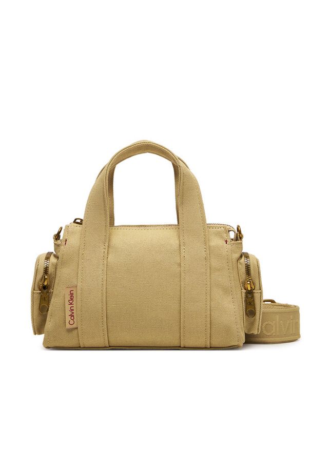 Calvin Klein Torebka Webbing Strap Canvas Pocket Bag LV04F3464G Beżowy. Kolor: beżowy
