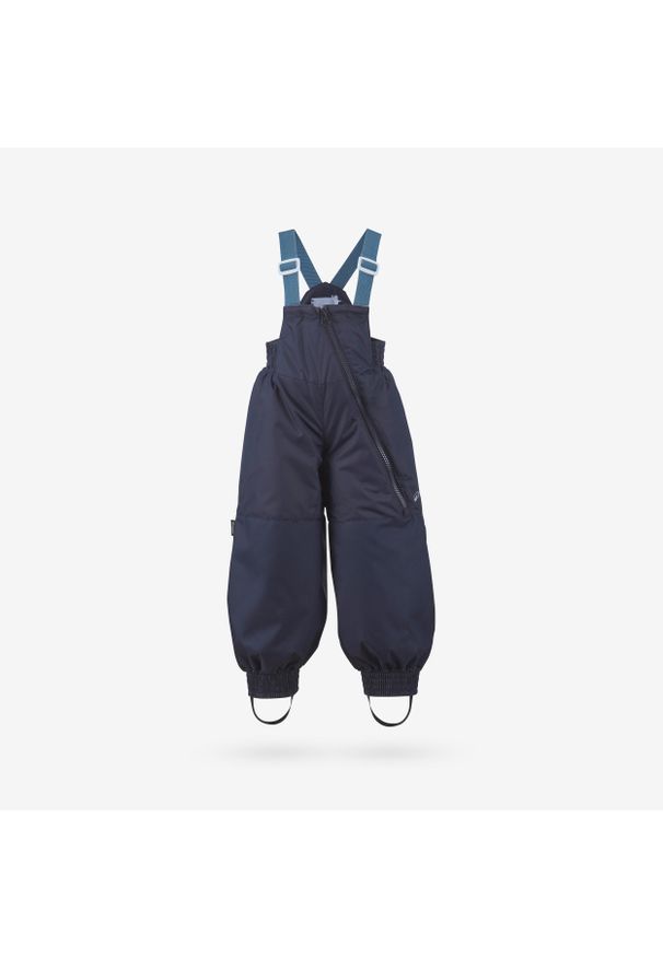 WEDZE - Spodnie ogrodniczki narciarskie dla dzieci Quechua Bib 500 Toddler. Kolor: szary, niebieski, wielokolorowy. Materiał: polar. Długość: długie. Sezon: zima. Sport: narciarstwo