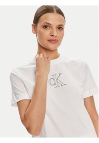 Calvin Klein Jeans T-Shirt Outlined J20J224791 Biały Regular Fit. Kolor: biały. Materiał: bawełna