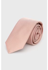 Hugo - HUGO krawat jedwabny kolor beżowy. Kolor: beżowy. Materiał: jedwab
