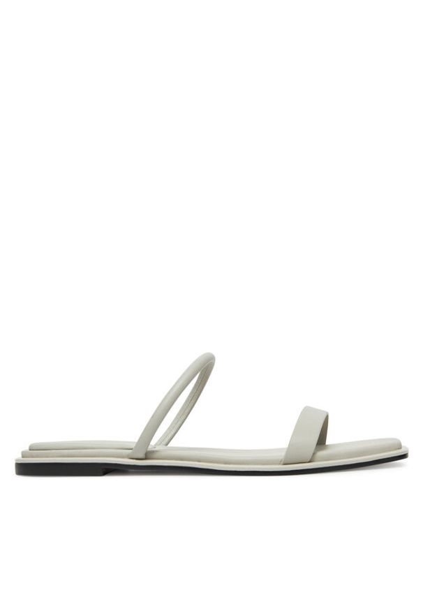 Calvin Klein Klapki Flat Sandal Squared 2-Bar Lth HW0HW02532 Écru. Kolor: kremowy. Materiał: skóra