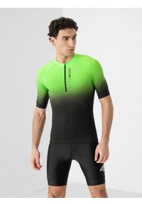 4f - Koszulka rowerowa męska. Kolor: zielony. Materiał: dzianina, włókno. Długość rękawa: raglanowy rękaw. Długość: długie. Sport: kolarstwo #1
