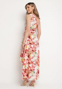 Born2be - Czerwona Wiskozowa Kwiatowa Sukienka o Asymetrycznym Kroju Lironia. Okazja: na co dzień. Kolor: czerwony. Materiał: wiskoza. Wzór: kwiaty. Sezon: wiosna, lato. Typ sukienki: asymetryczne. Styl: casual, elegancki #3